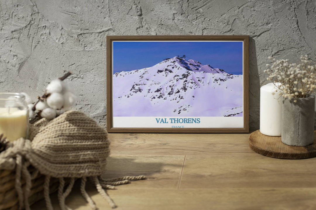 Cime Caron canvas art depicting the vibrant and dynamic scenery of Val Thorens, a renowned destination in the French Alps. A perfect addition to any art collection or home decor.