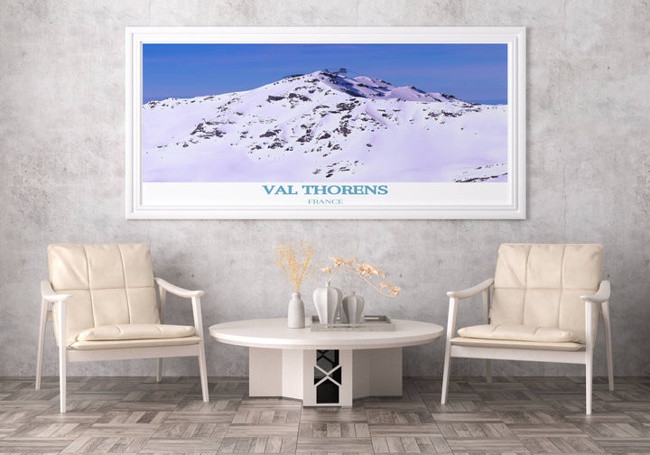 Cime Caron fine art print featuring the majestic landscapes of Val Thorens in the French Alps, offering a serene and inspiring view for your home decor.
