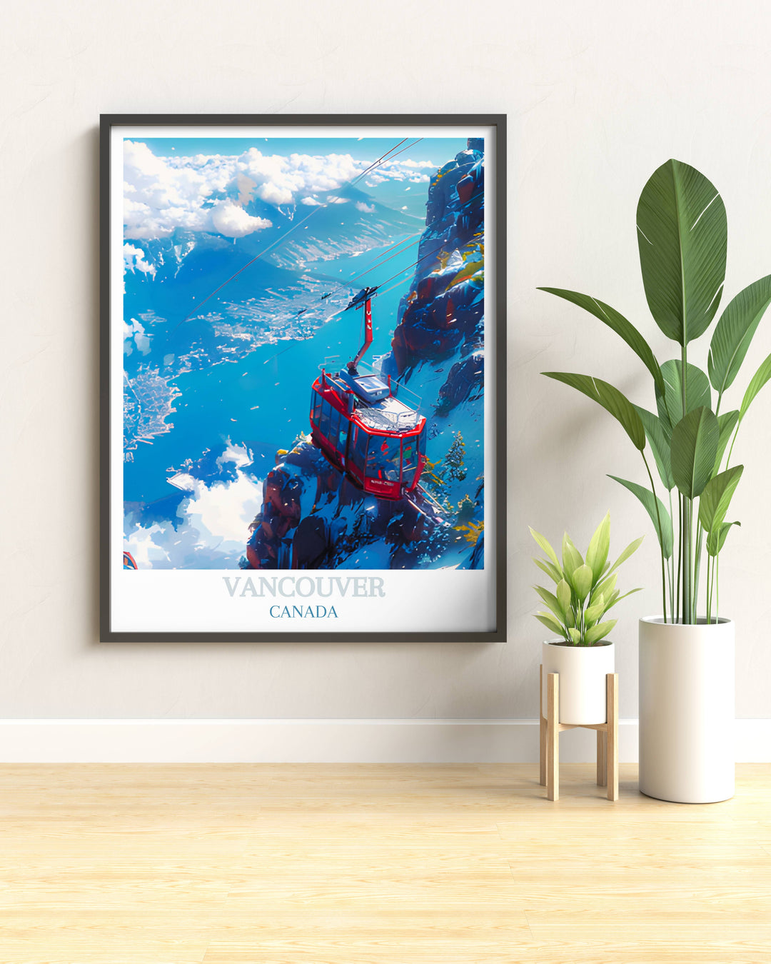 Vintage poster of Vancouver showcasing its serene natural landscapes and lush greenery. Ideal for home decor and nature enthusiasts.