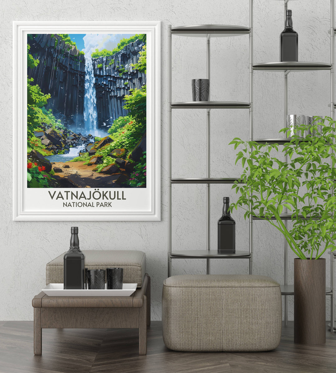Northern Lights over Vatnajökull National Park in Iceland framed print featuring the auroras dancing over the icy landscape perfect for those who dream of Icelandic adventures.