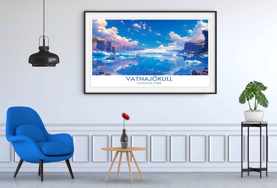 Icelandic landscape art featuring Vatnajökull National Park, a stunning addition to your travel inspired gallery wall.