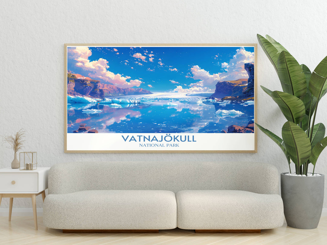 Framed art print of Svartifoss Waterfall, showcasing the dramatic waterfall and its striking geological formations.