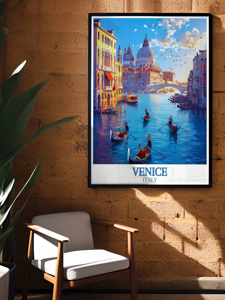 Captivating framed art of the Grand Canal, showcasing the vibrant colors and intricate details of Venices iconic waterway, bringing the timeless beauty and romantic ambiance of the city into your home, ideal for travel themed decor.