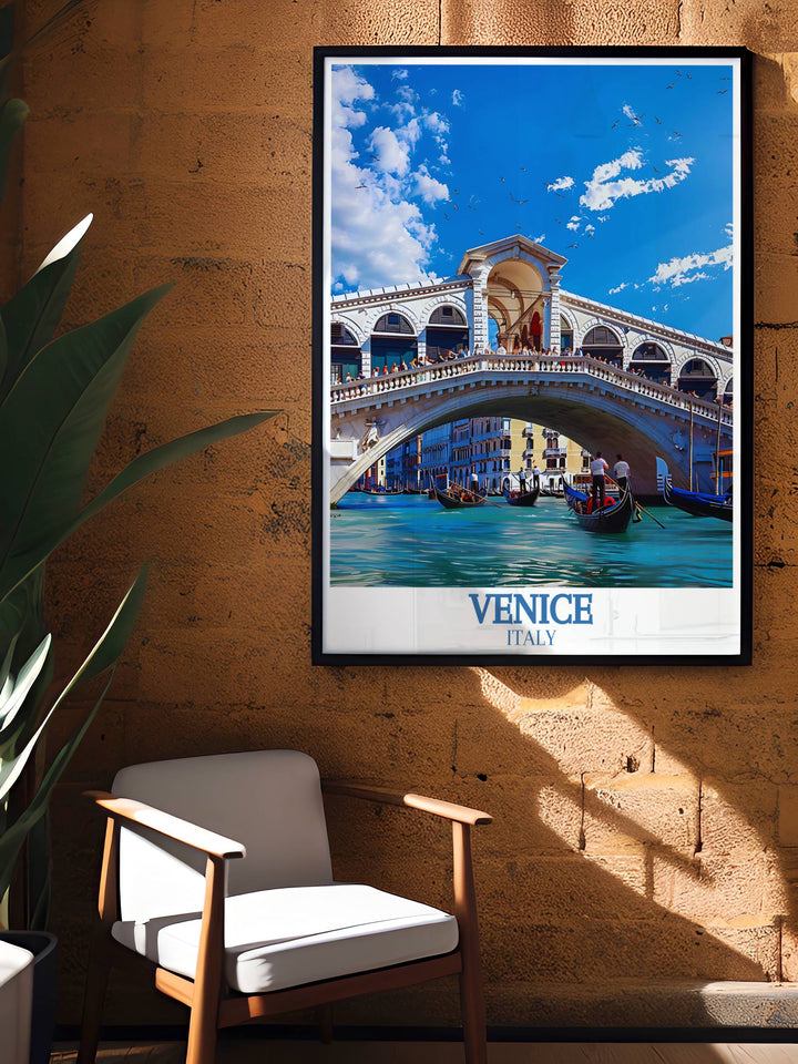 Framed print of Venices canals and gondolas bringing the romance and allure of the city into your living space