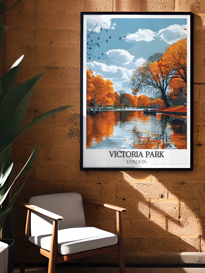 The Boating Lake wall decor celebrating the serenity and natural beauty of Victoria Park a timeless piece for any art collection.