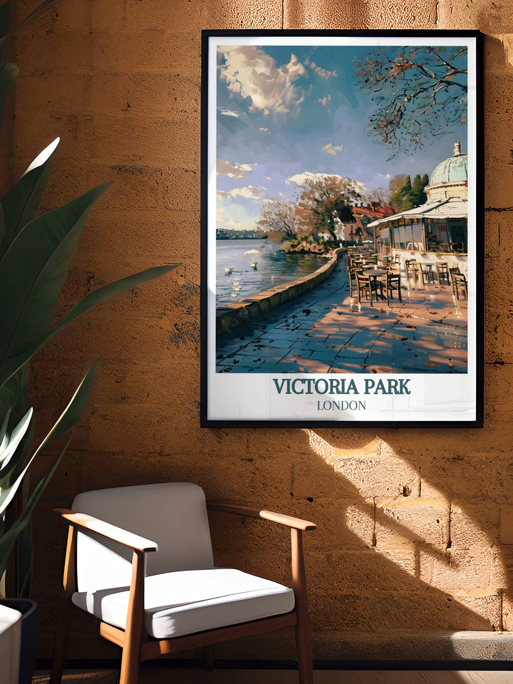 The Pavilion Café wall decor celebrating the serenity and natural beauty of Victoria Park a timeless piece for any art collection.