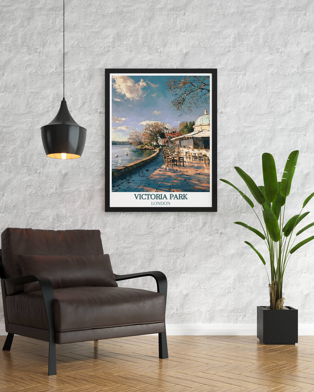 The Pavilion Café framed print showcasing the serene ambiance and natural beauty of Victoria Park a perfect addition to any home decor.