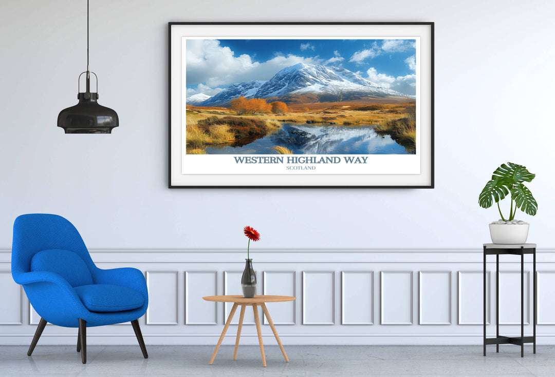 Elegant framed art of Buachaille Etive Mor, bringing the breathtaking scenery of the West Highland Way into your home.