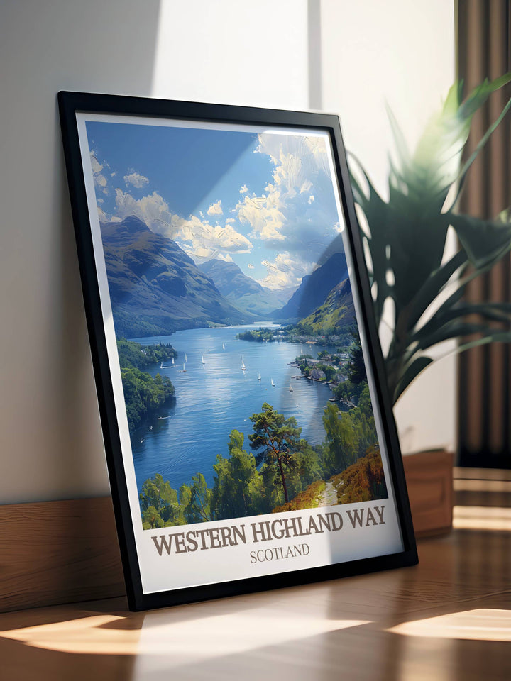 Stunning art piece of Loch Lomond, perfect for gallery walls, capturing the essence of Scotlands scenic trail, the West Highland Way.