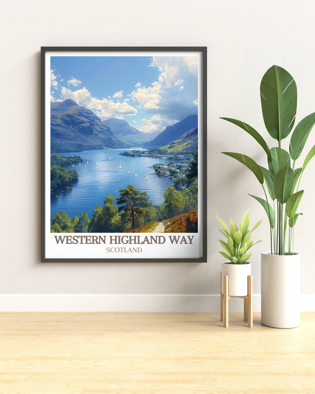 Vibrant and intricate art of Loch Lomond, bringing the natural beauty of Scotlands Highlands into your living space with a modern print.