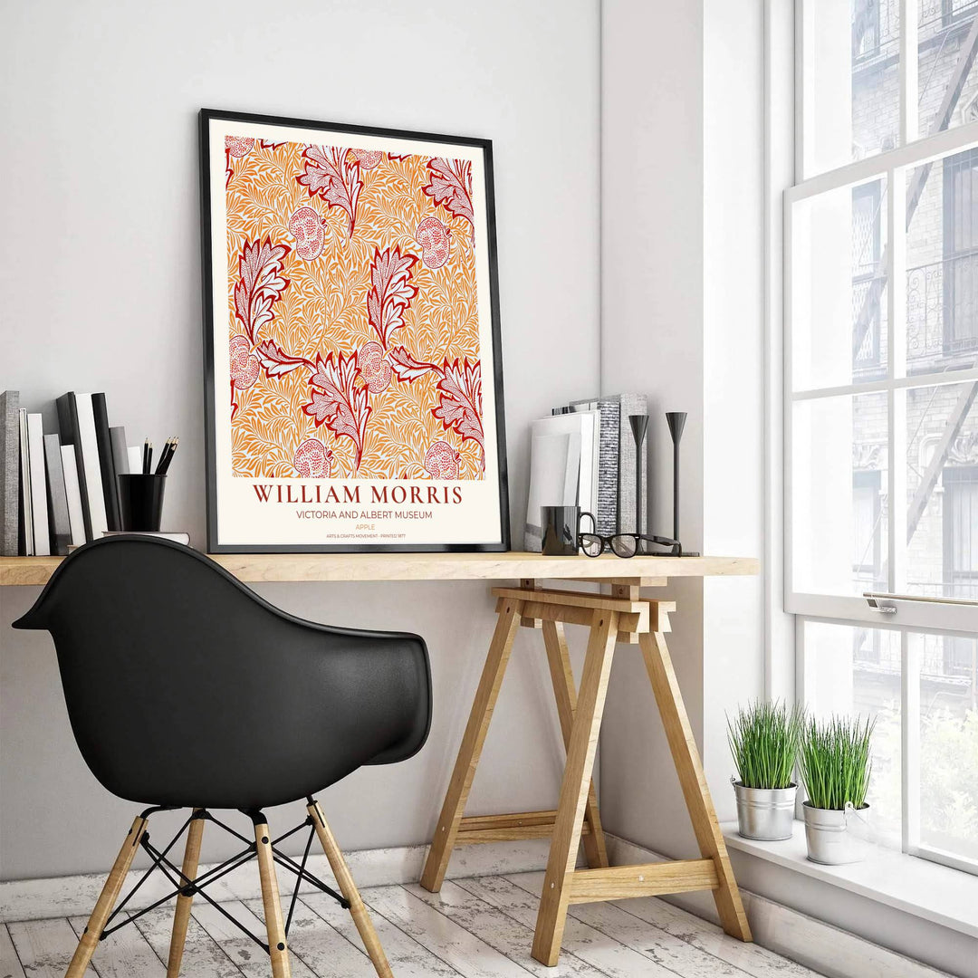 Vintage floral artwork print of William Morris Apple, providing a warm, inviting touch to classic European, Victorian, and cottagecore home interior themes with organic pattern graphics.
