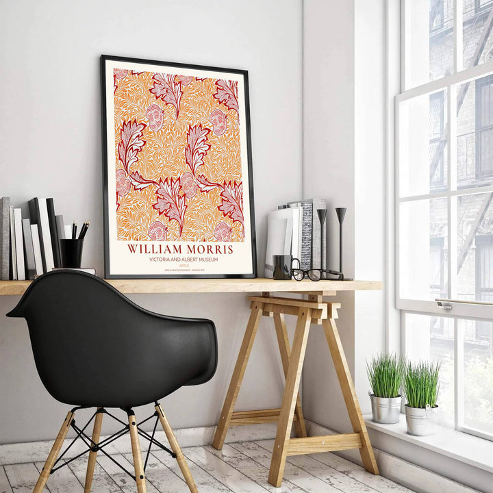 Vintage floral artwork print of William Morris Apple, providing a warm, inviting touch to classic European, Victorian, and cottagecore home interior themes with organic pattern graphics.