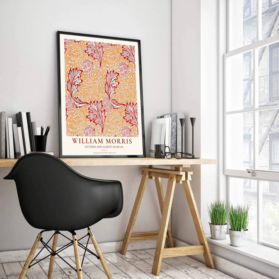 Vintage floral artwork print of William Morris Apple, providing a warm, inviting touch to classic European, Victorian, and cottagecore home interior themes with organic pattern graphics.