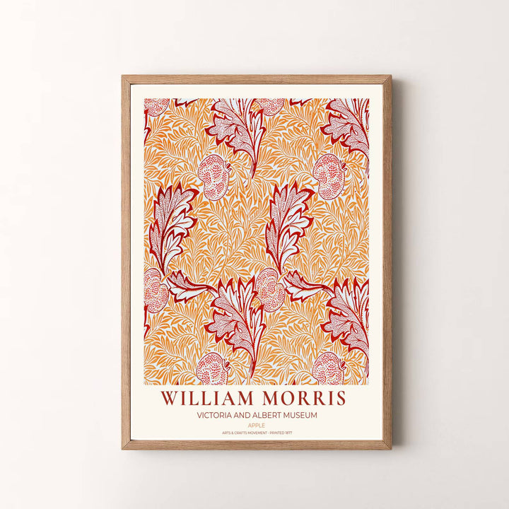 Timeless William Morris Apple floral artwork print, blending vintage English pattern design with high definition detailing for striking wall decoration across modern residential spaces.