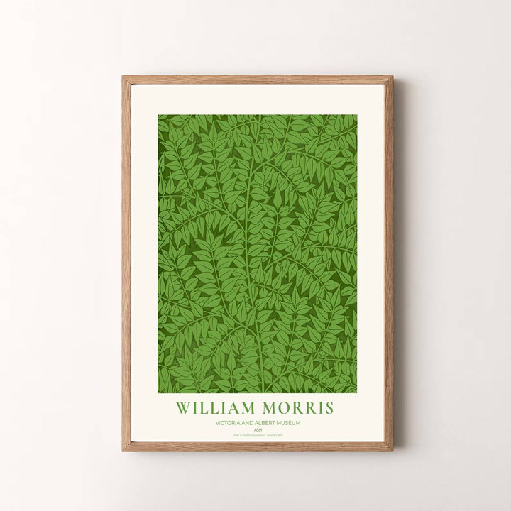 Beautiful Arts and Crafts Ash leaf motif print by William Morris, ideal for creating a peaceful focal point in hallways, studies, or dining areas seeking classic British heritage visual charm.