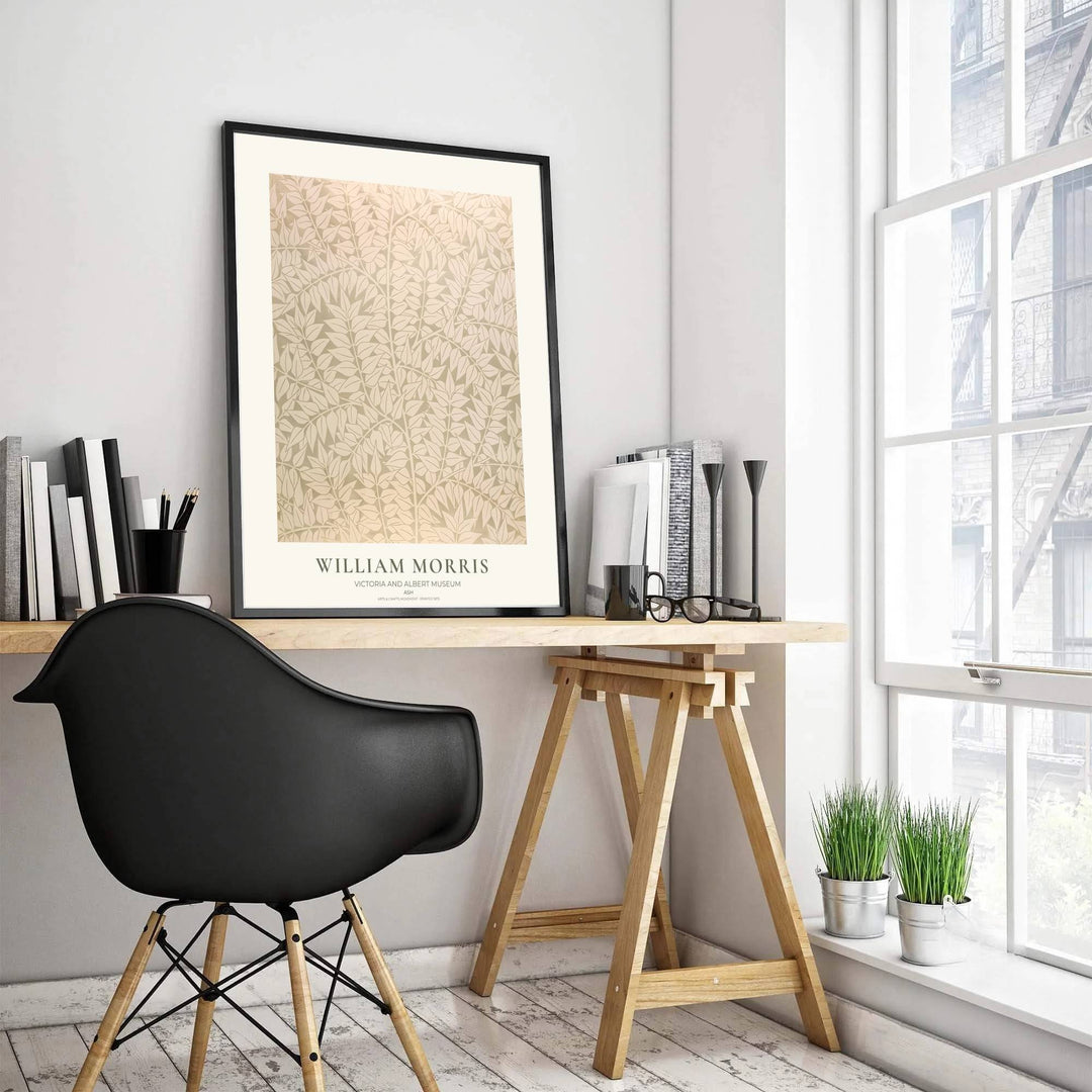 Premium heritage botanical print of the historic 1875 Ash layout by William Morris, ideal for styling bright interior spaces or building an eclectic vintage art poster collection across home rooms.