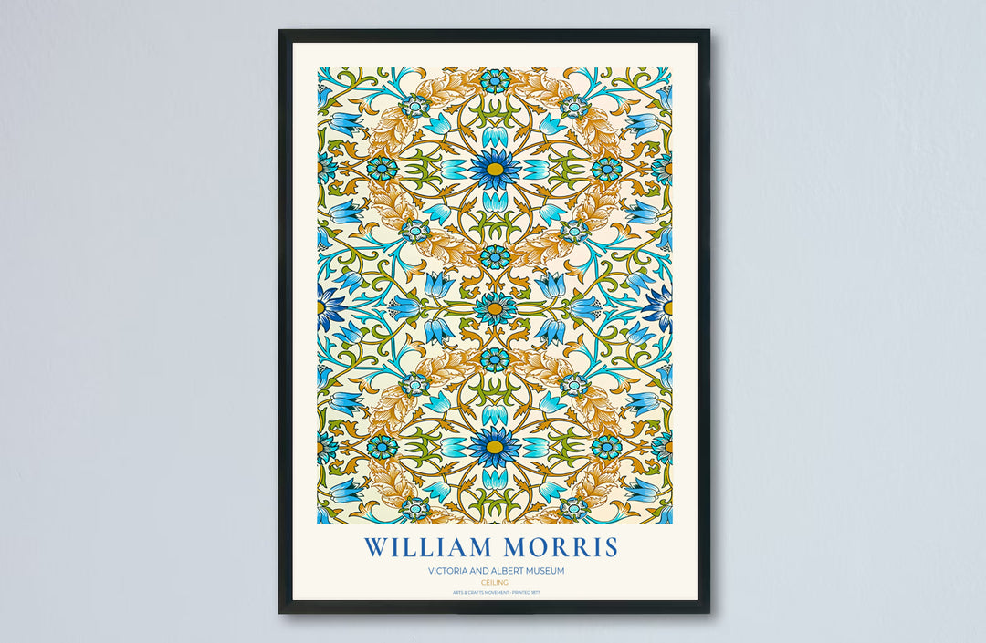 High quality art print showing William Morris Ceiling vintage botanical artwork, meticulously produced to ensure long lasting color stability and stunning visual appeal in modern home interiors.