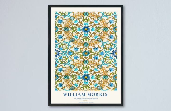 High quality art print showing William Morris Ceiling vintage botanical artwork, meticulously produced to ensure long lasting color stability and stunning visual appeal in modern home interiors.