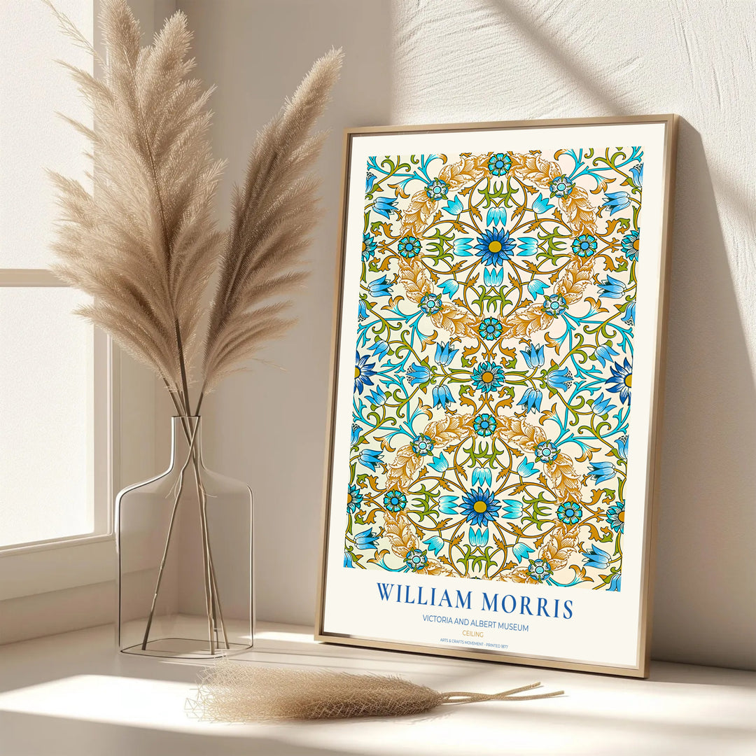 Elegant art print reproduction of the classic Ceiling artwork by William Morris, ideal for flexible decor setups and tailored color schemes across traditional, transitional, or eclectic interiors.