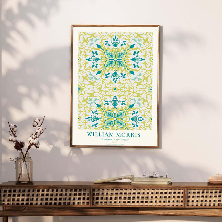 Timeless William Morris Ceiling floral artwork print, blending vintage English pattern design with high definition detailing for striking wall decoration across modern residential spaces.