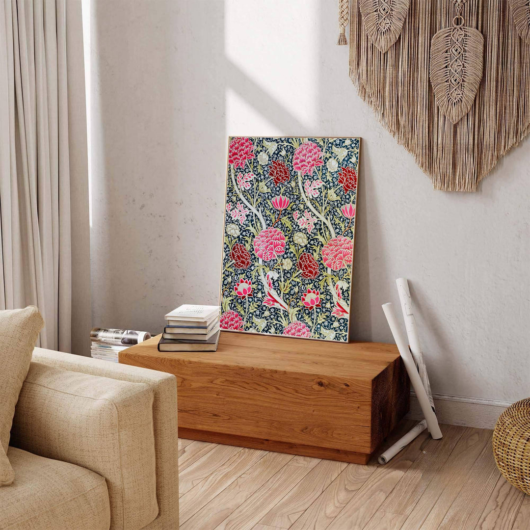 Vintage floral artwork print of William Morris Cray, providing a rich, opulent touch to classic European, Victorian, and cottagecore home interior themes with organic pattern graphics.