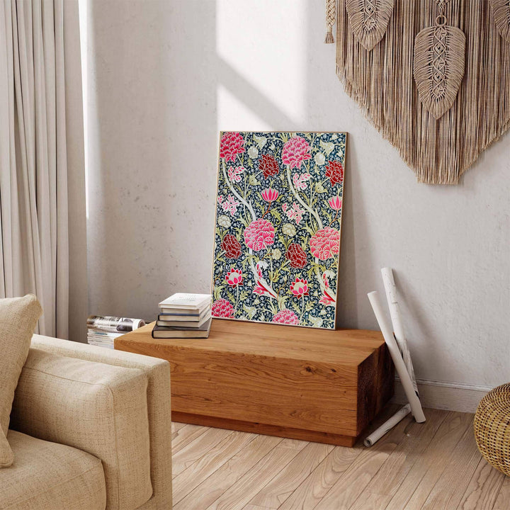Vintage floral artwork print of William Morris Cray, providing a rich, opulent touch to classic European, Victorian, and cottagecore home interior themes with organic pattern graphics.