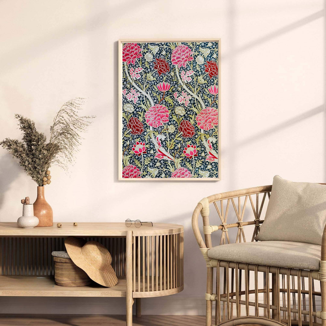 Beautiful Arts and Crafts Cray motif print by William Morris, ideal for creating an artistic focal point in hallways, studies, or dining areas seeking classic British heritage visual charm.