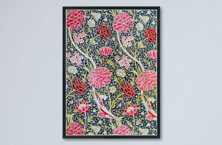 Historic poster print of the famous William Morris Cray design, showing fine museum exhibition styling and full botanical artistry across the main sheet for decorative wall display.