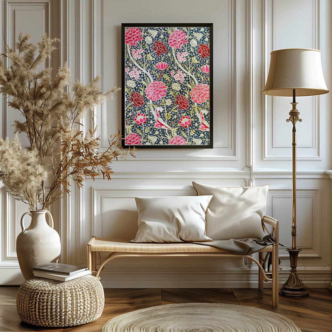 Elegant art print reproduction of the classic Cray artwork by William Morris, ideal for flexible decor setups and tailored color schemes across traditional, transitional, or maximalist interiors.