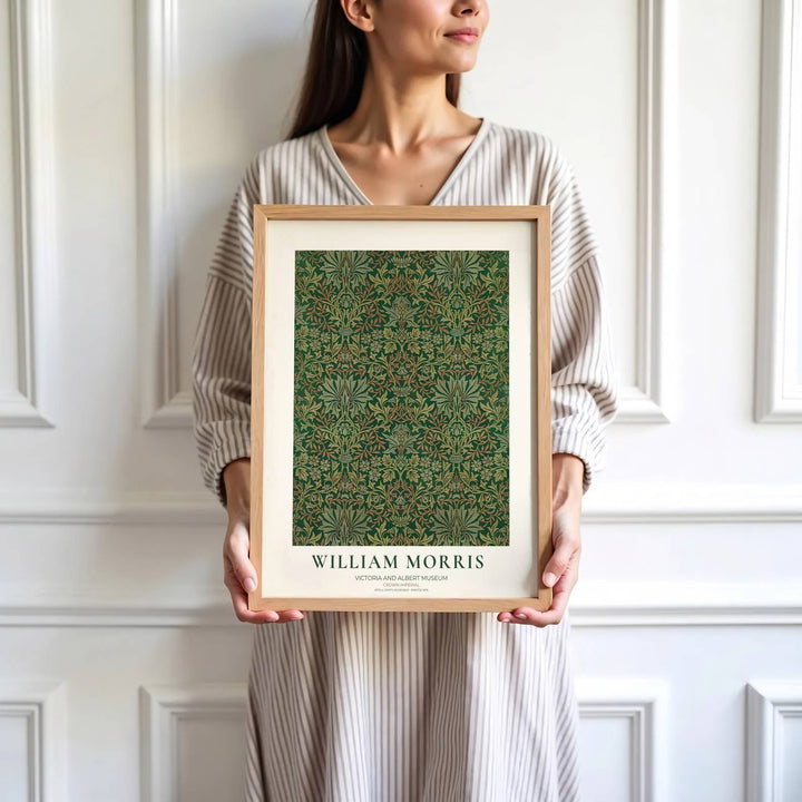 Timeless William Morris Crown Imperial floral artwork print, blending vintage English pattern design with high definition detailing for striking wall decoration across modern residential spaces.
