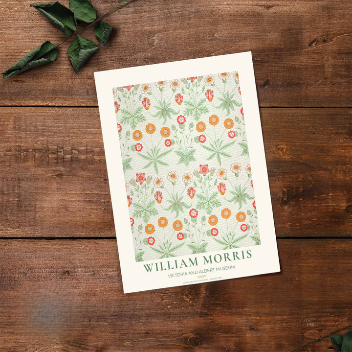 High quality art print showing William Morris Daisy vintage botanical artwork, meticulously produced to ensure long lasting color stability and stunning visual appeal in modern home interiors.