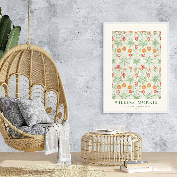 Elegant art print reproduction of the classic Daisy artwork by William Morris, ideal for flexible decor setups and tailored color schemes across traditional, transitional, or cottagecore interiors.