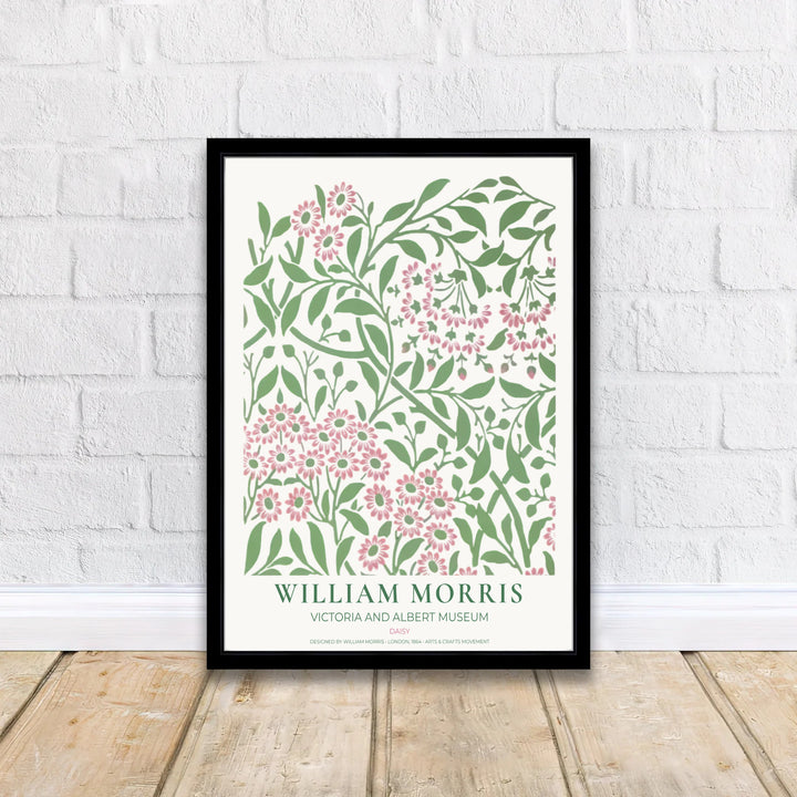 Detailed botanical artwork print displaying the famed Daisy pattern by William Morris, expertly rendered to highlight historic textile elements and artistic craftsmanship for stylish home decor.