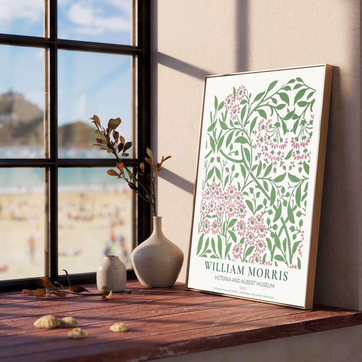 Archival William Morris Daisy print featuring classic Arts and Crafts Movement textile graphics, printed with vivid archival inks on premium paper for museum quality gallery displays.