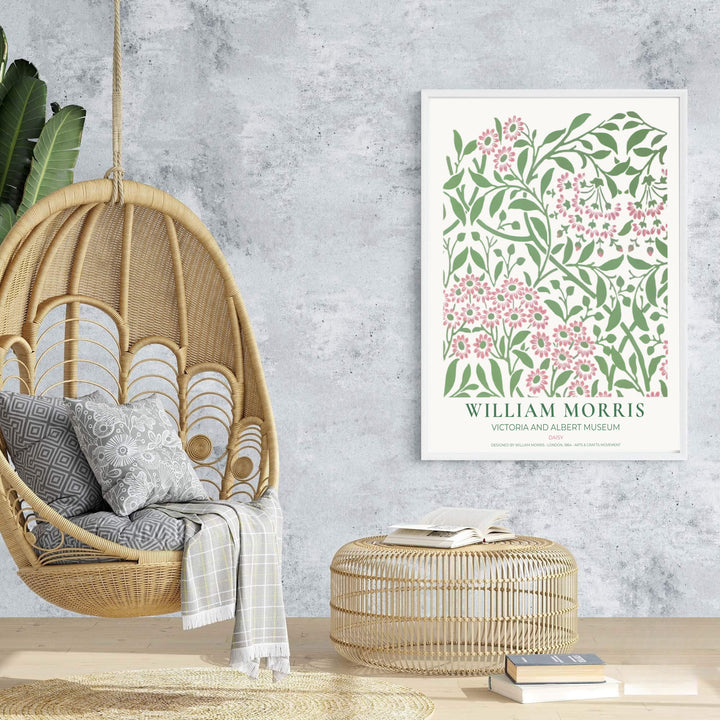 Elegant art print reproduction of the classic Daisy artwork by William Morris, ideal for flexible decor setups and tailored color schemes across traditional, transitional, or cottagecore interiors.