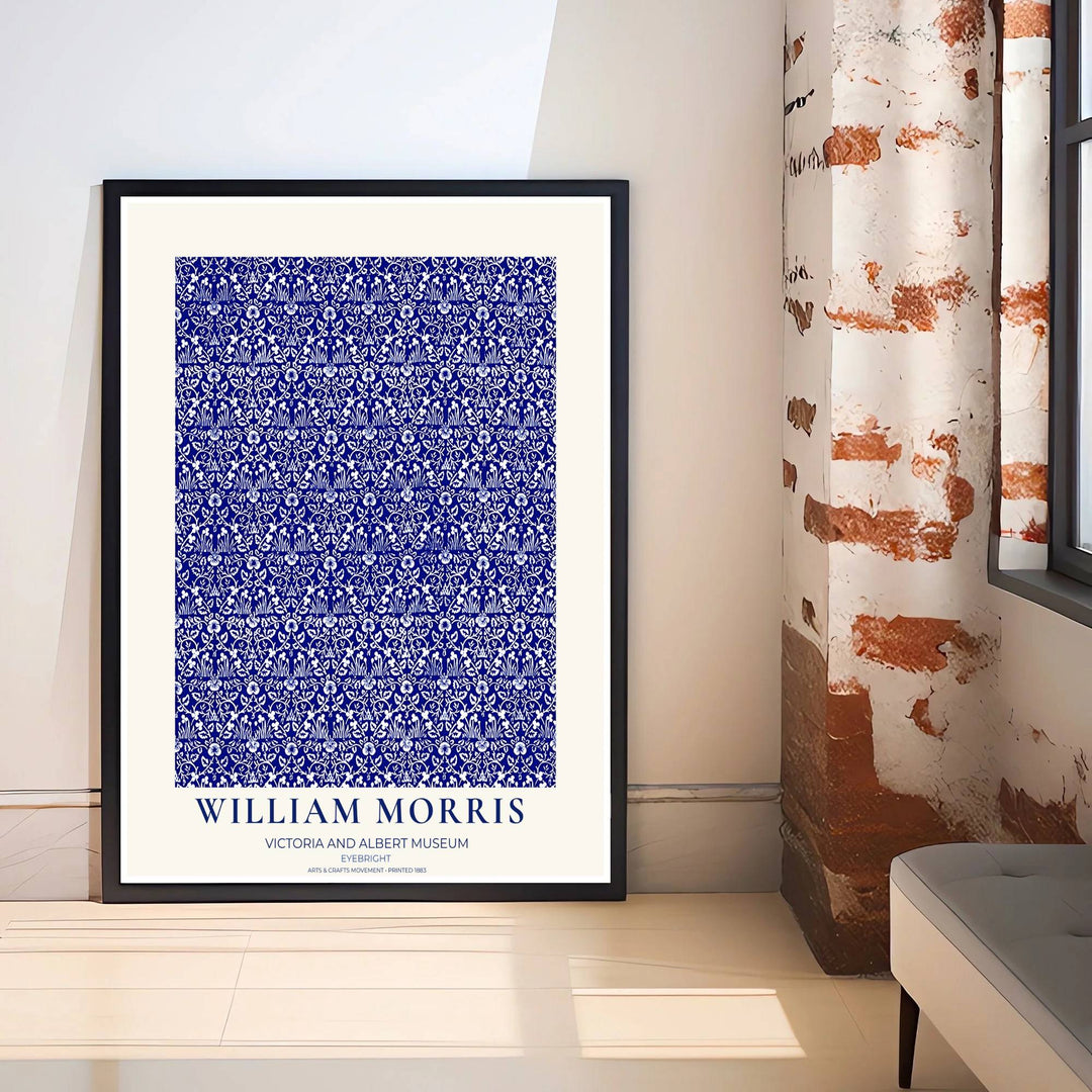 Premium heritage botanical print of the historic 1883 Eyebright layout by William Morris, ideal for styling bright interior spaces or building an eclectic vintage art poster collection across home rooms.