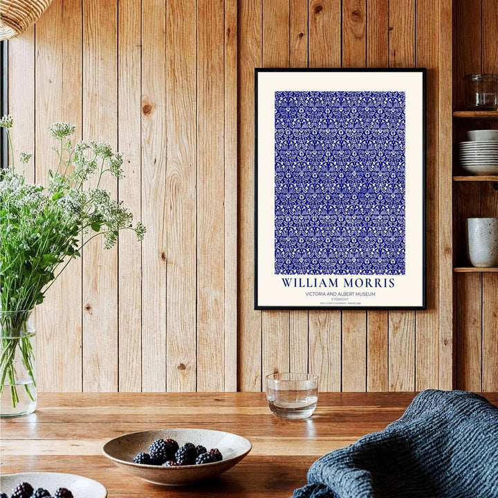 Beautiful Arts and Crafts Eyebright motif print by William Morris, ideal for creating an artistic focal point in hallways, studies, or dining areas seeking classic British heritage visual charm.