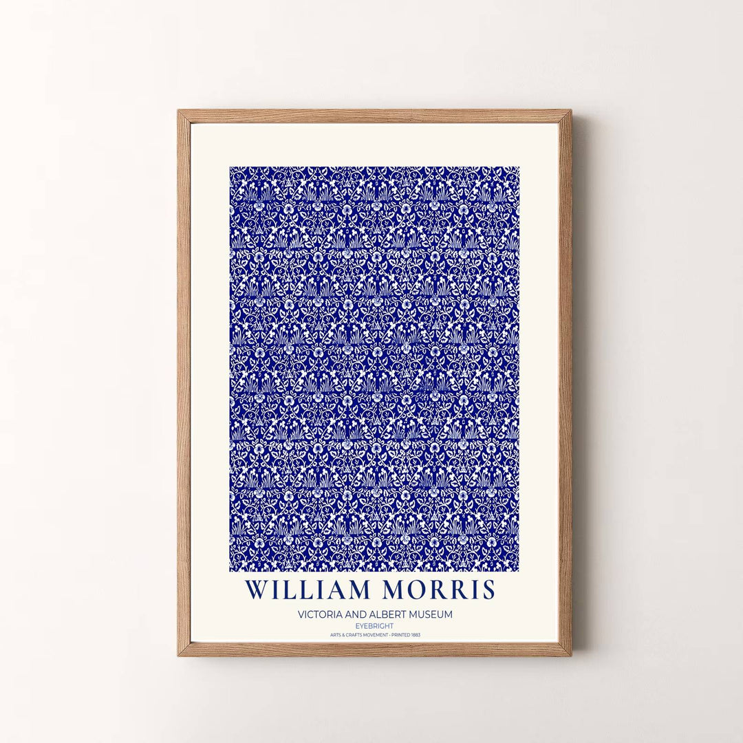 Timeless William Morris Eyebright floral artwork print, blending vintage English pattern design with high definition detailing for striking wall decoration across modern residential spaces.