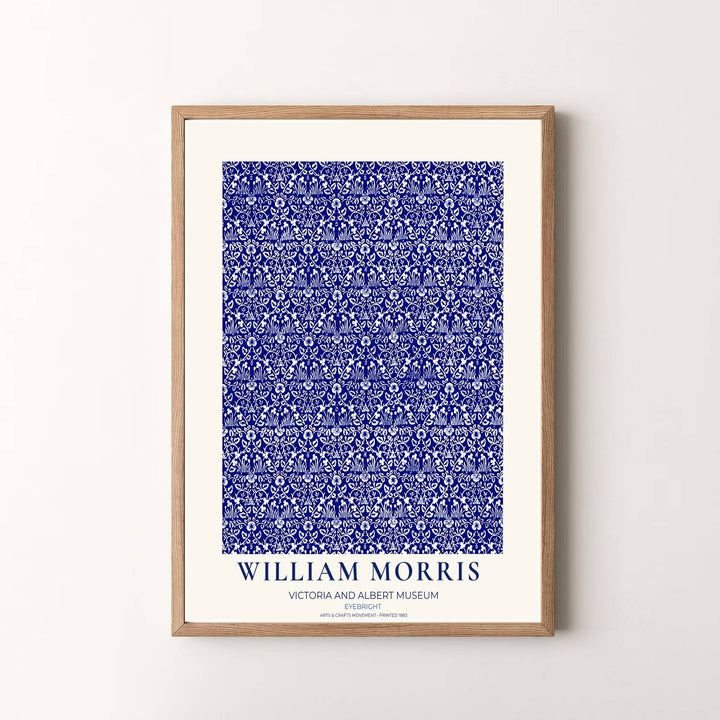 Timeless William Morris Eyebright floral artwork print, blending vintage English pattern design with high definition detailing for striking wall decoration across modern residential spaces.