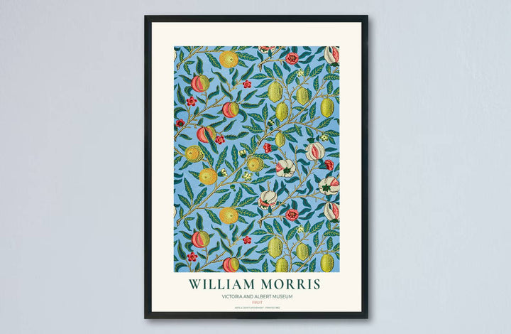 Fresh citrus-themed wall hanging featuring bright yellow lemons, green leaves, and subtle red flowers from the Victoria and Albert Museum collection.