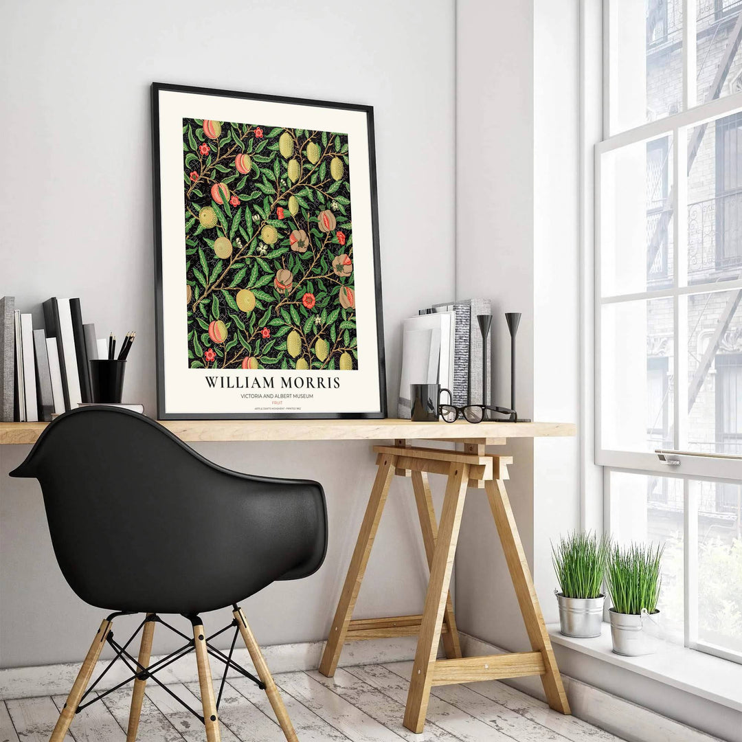 Sophisticated dining room wall art print highlighting William Morris&
