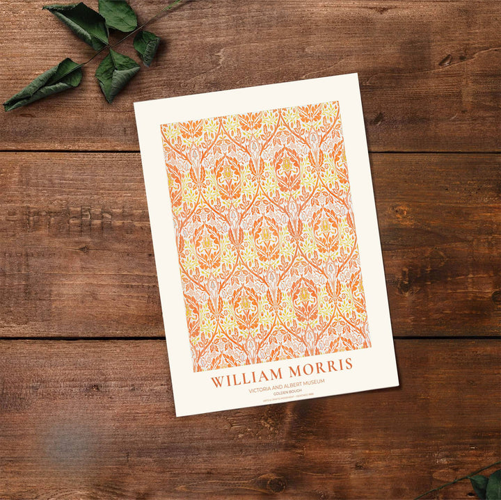 Vintage English heritage poster showing a luminous canopy of William Morris Golden Bough branches on acid-free archival paper. Explore our selection of framed, unframed, and canvas options available at MapYourDreams.