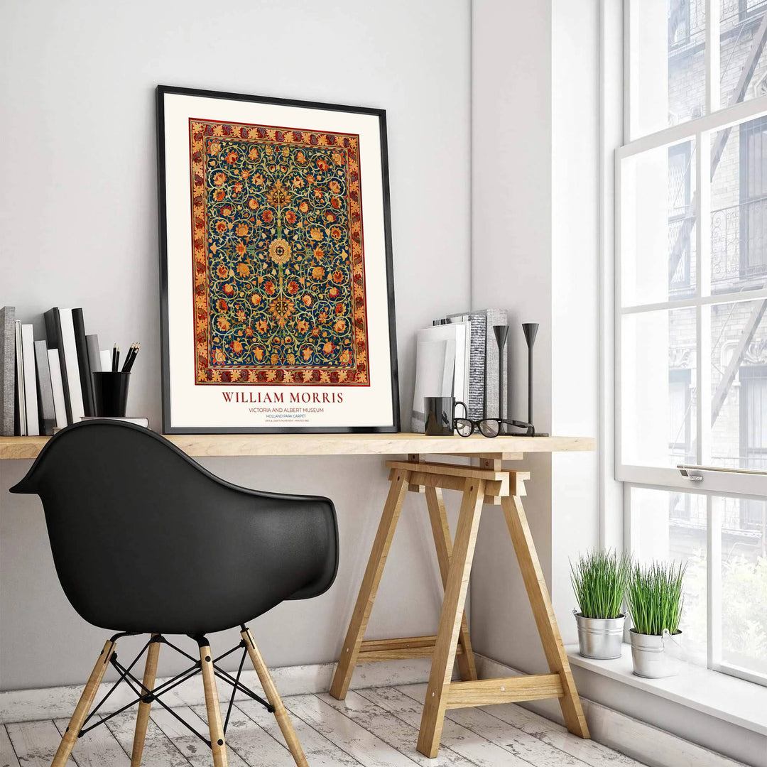 Sophisticated dining room wall art print highlighting William Morris&