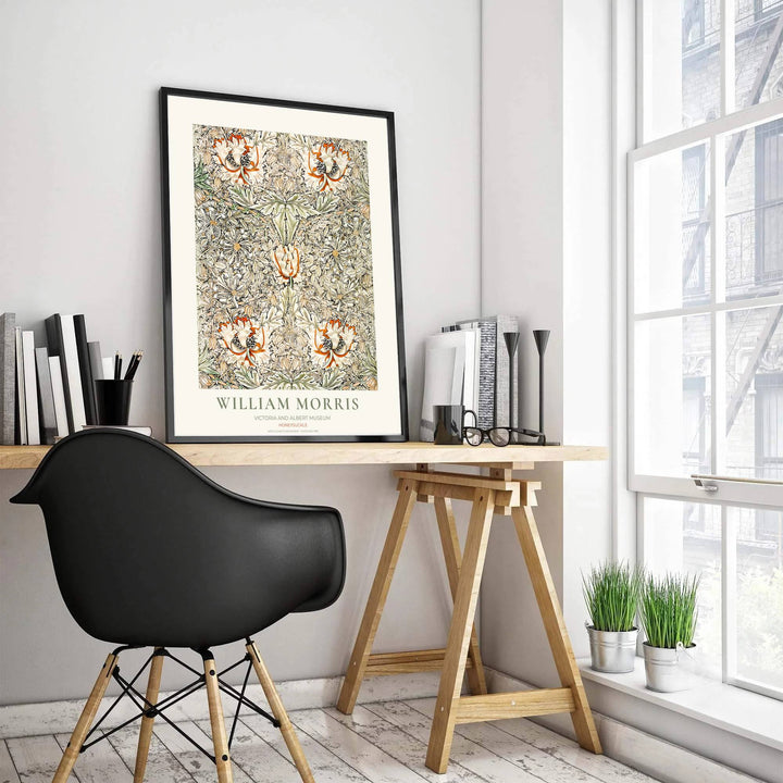 Sophisticated living room wall art print highlighting William Morris&