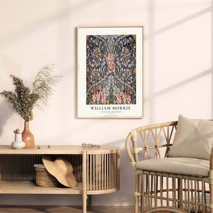 Sophisticated living room wall art print highlighting William Morris&