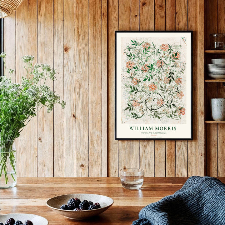 Museum-quality reproduction of the original William Morris Jasmine wallpaper draft, printed on archival matte paper. Find framed, unframed, and canvas options available at MapYourDreams.