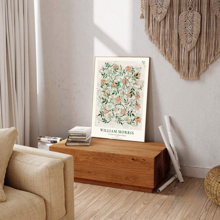 Restored 1872 William Morris exhibition poster combining historical sketch details with British Arts and Crafts art. Shop stunning framed, unframed, and canvas options available at MapYourDreams.