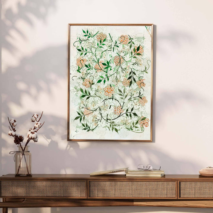 Archival full-bleed art print of the original William Morris Jasmine sketch without museum borders. Discover our tailored framed, unframed, and canvas options available at MapYourDreams.