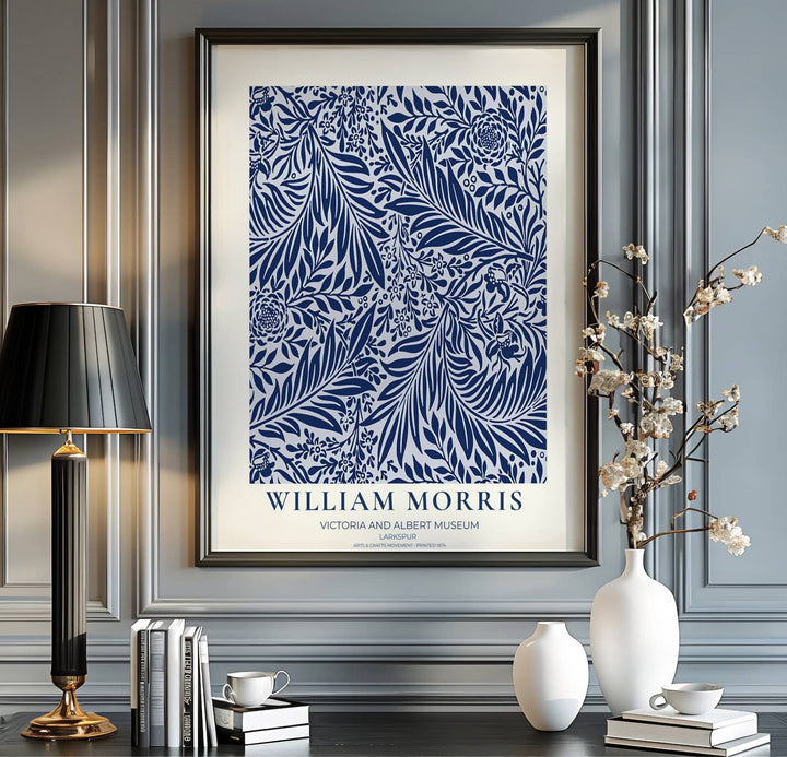 Sophisticated dining room wall art print highlighting William Morris&