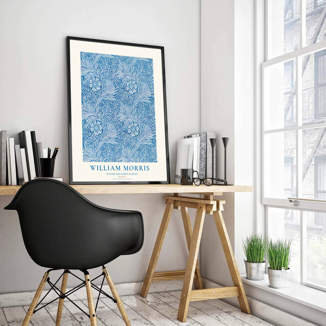 Sophisticated bedroom wall art print highlighting William Morris&